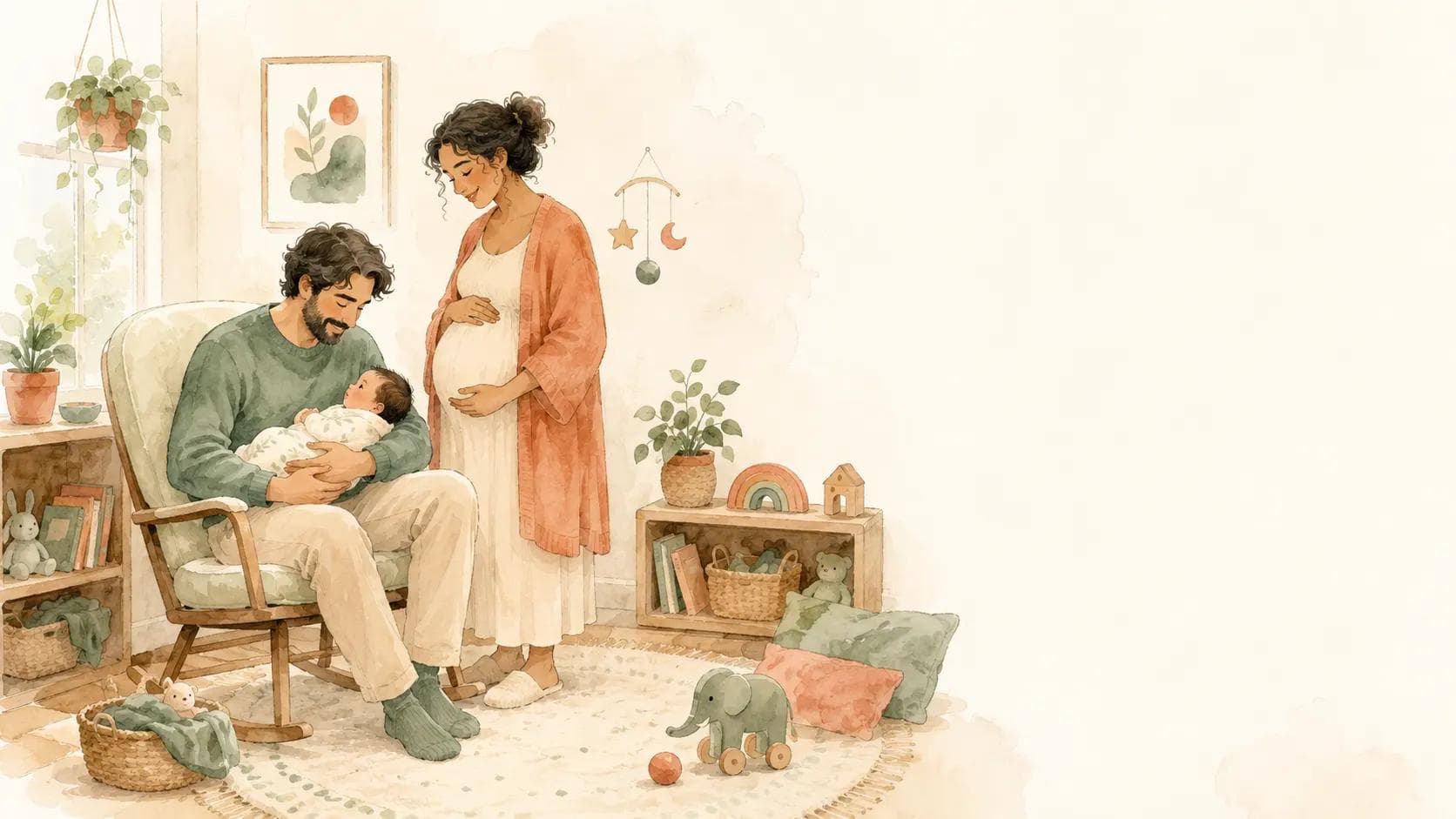 A caregiver cradling a baby in a cozy infant daycare room.